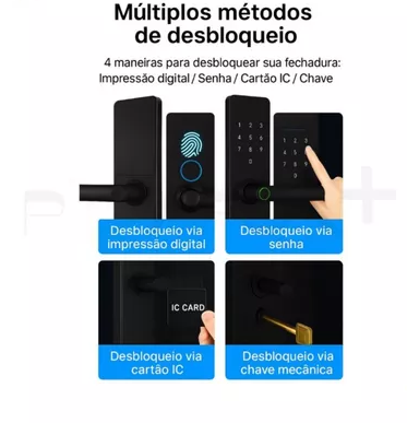 Fechadura Eletrônica Digital com Biometria, Senha, Cartão TAG e Chave