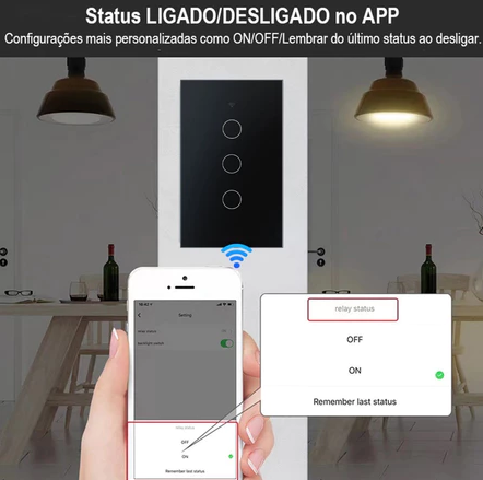 Interruptor Inteligente de Toque Wi-Fi – REAL LIFE (1/2/3/4 Botões)
