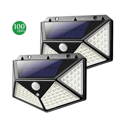 Kit 2 Luminárias Solares 100 LEDs com Sensor – À Prova d’Água