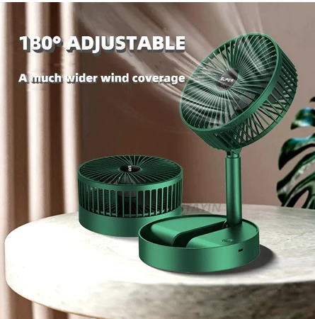 Ventilador Portátil Dobrável 180° – USB Recarregável, Silencioso e Ajustável